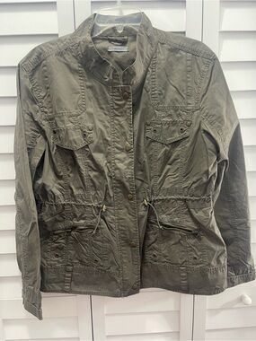 Women’s Lightweight waterproof Drawstring Waist Women's Jacket - Olive size 14